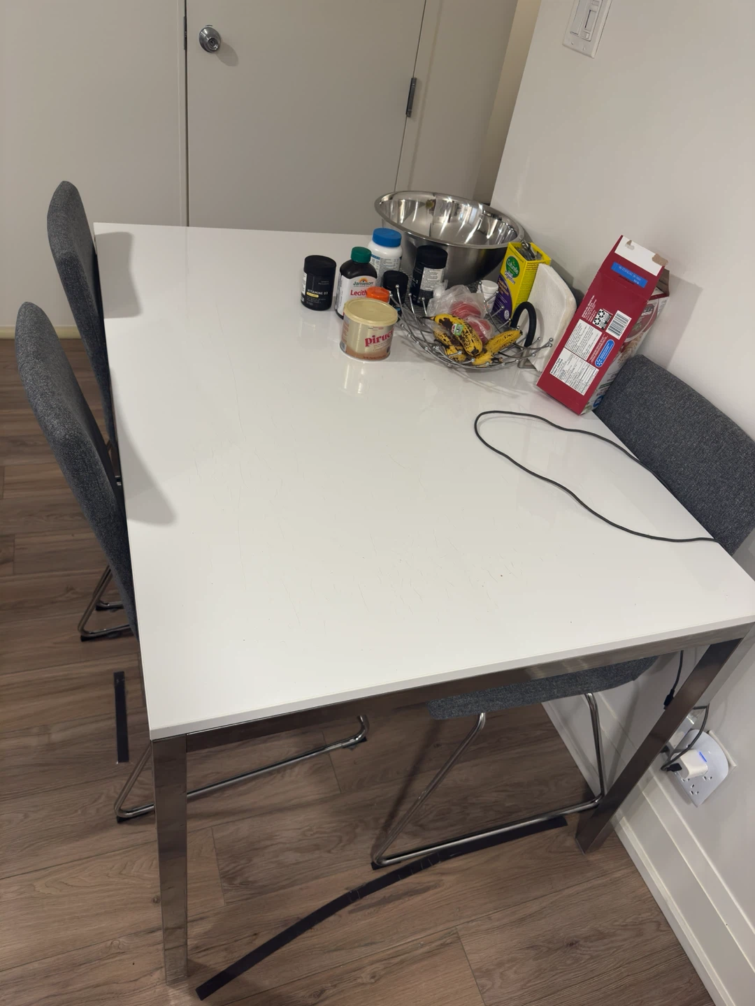 White Dining Table with Metal Legs