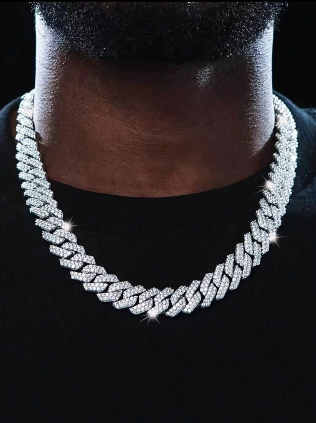 Cuban Link Chain Necklace with Rhinestones - photo 2