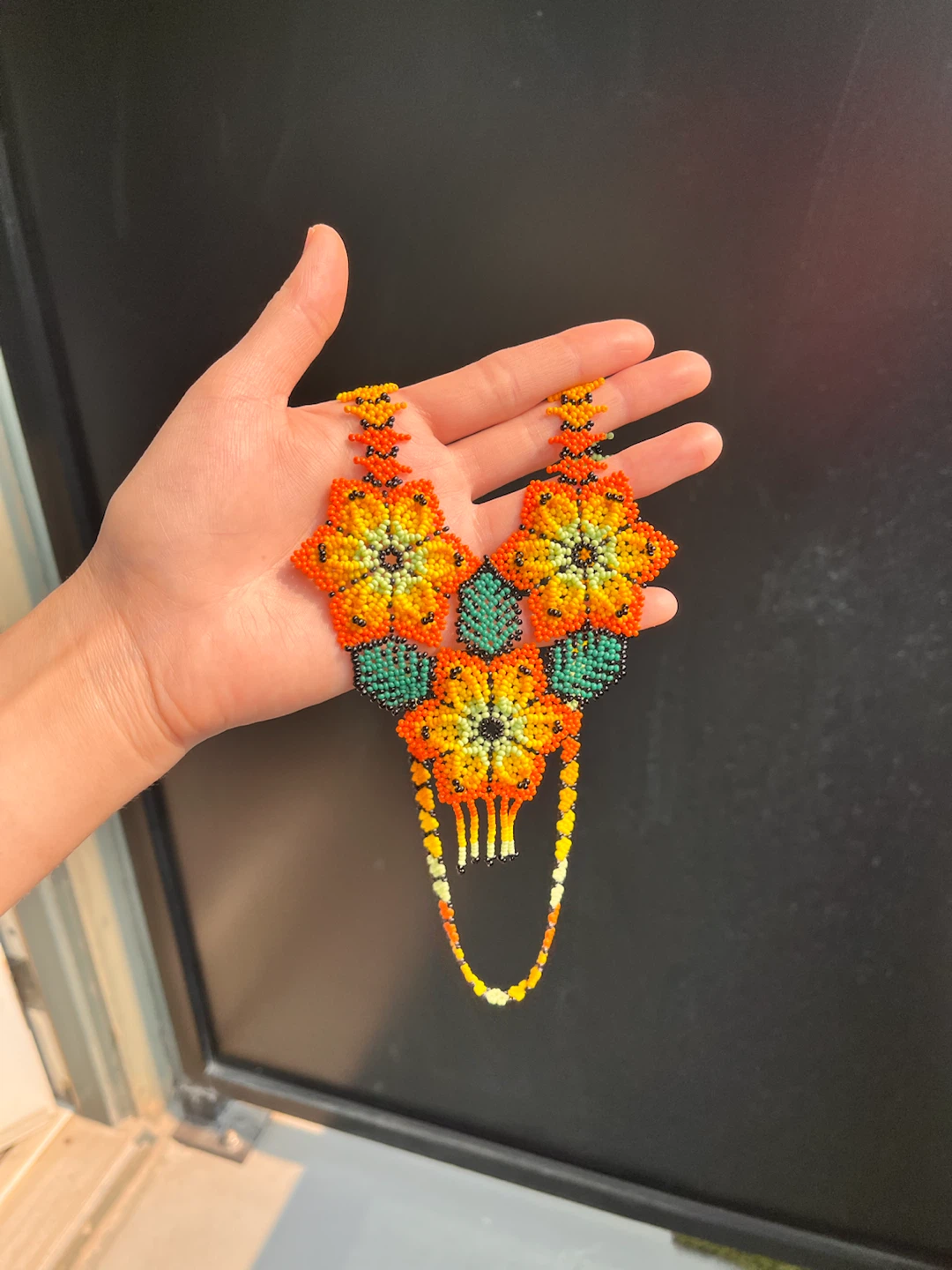 Handmade Beaded Flower Necklace