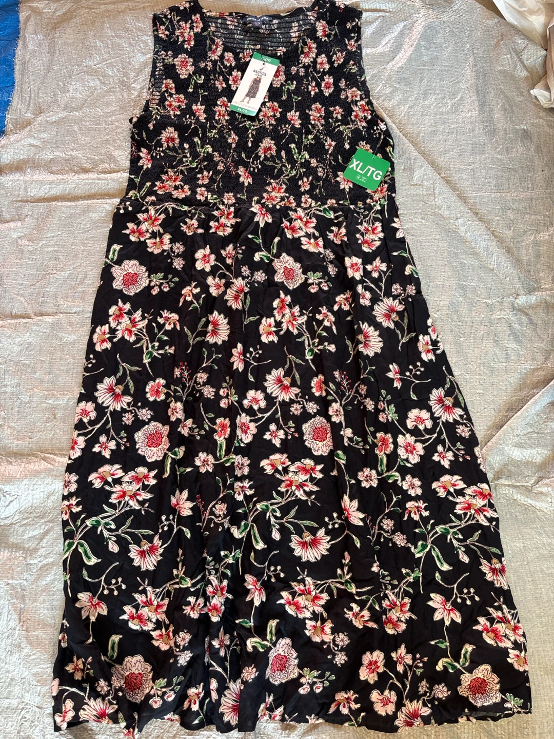 Nautica Jeans Floral Smocked Dress XL/TG
