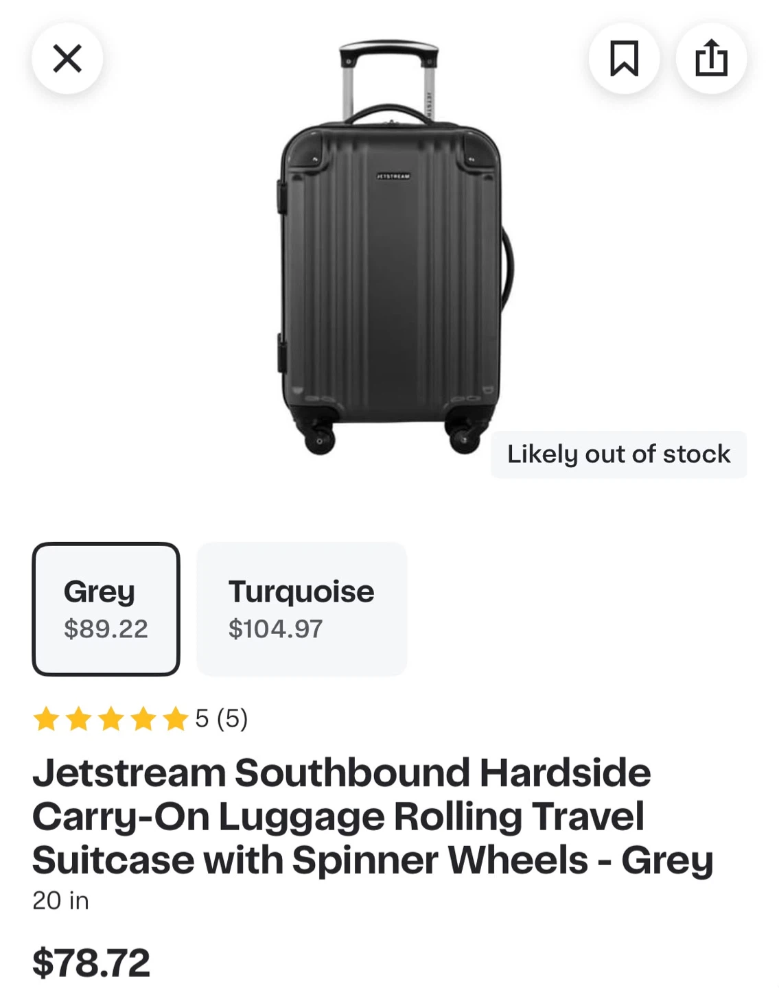 Jetstream Hardside Carry-On Luggage - Grey - photo 3