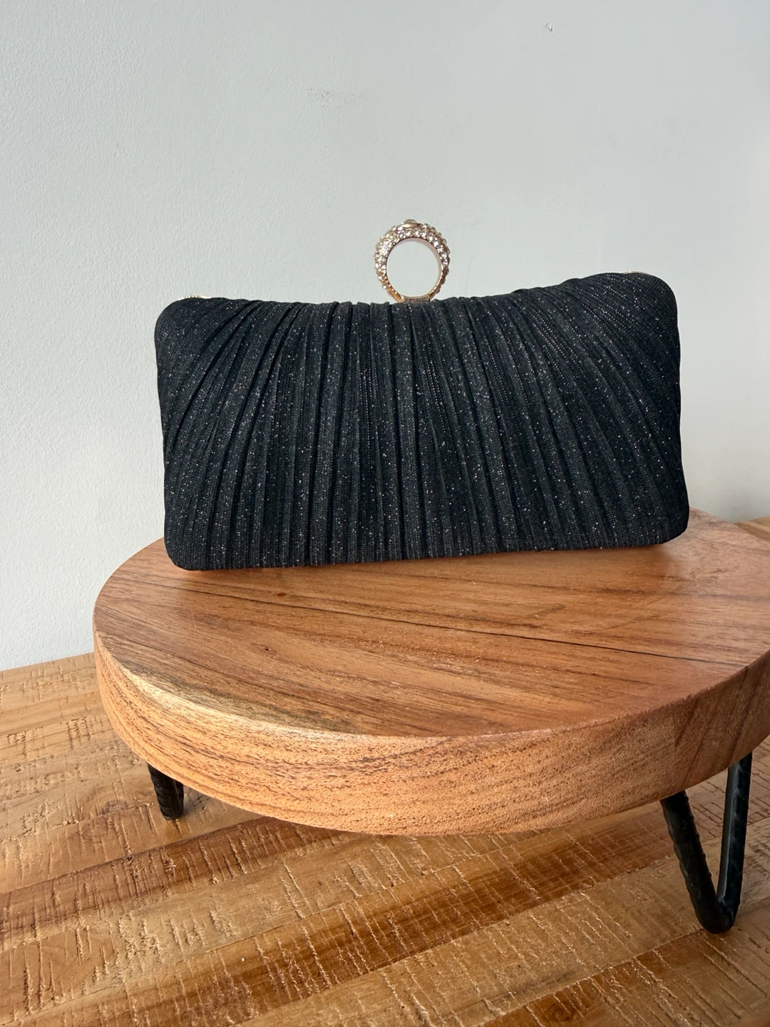 Black Sparkle Clutch with Chain