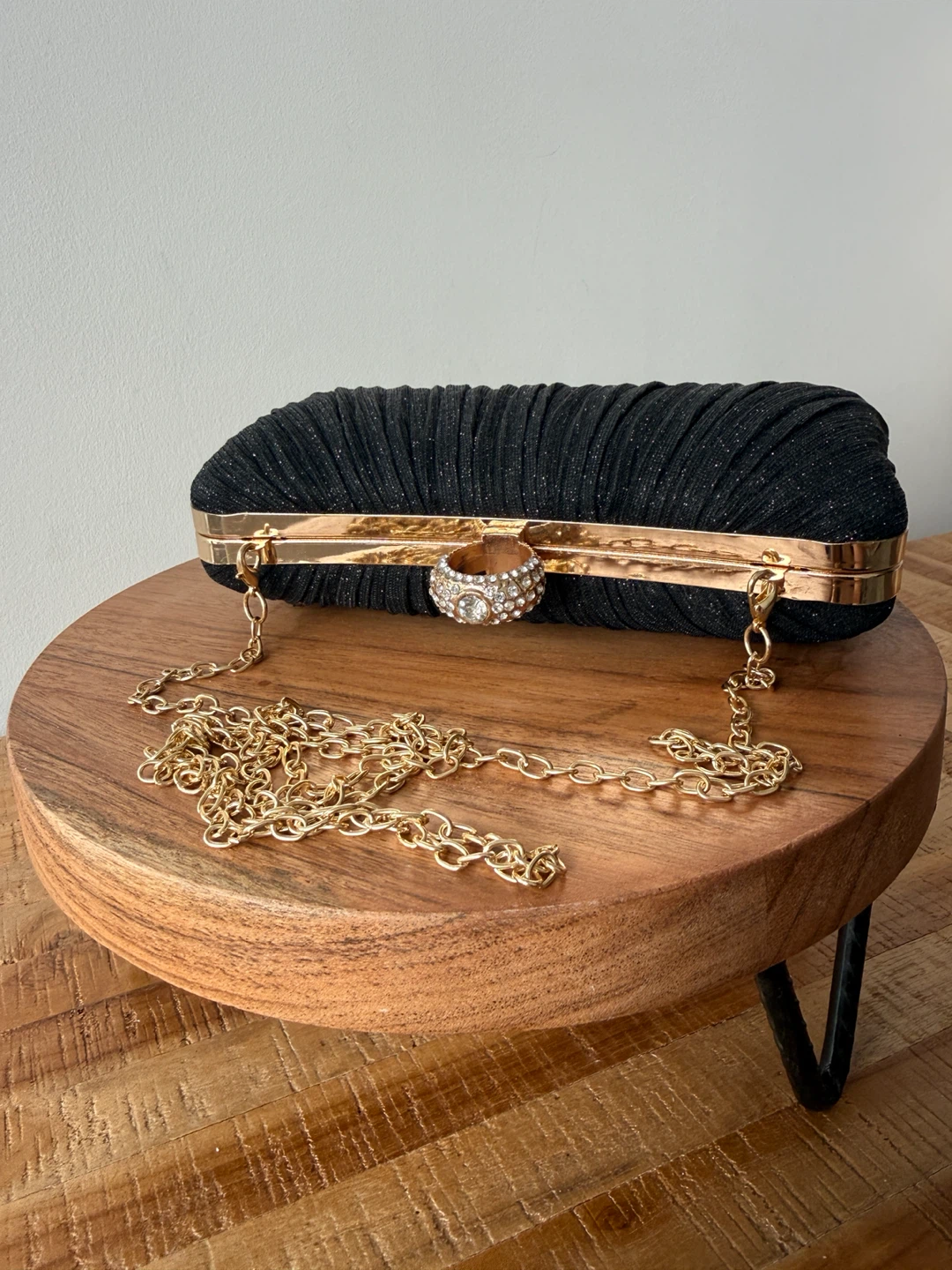 Black Sparkle Clutch with Chain - photo 2