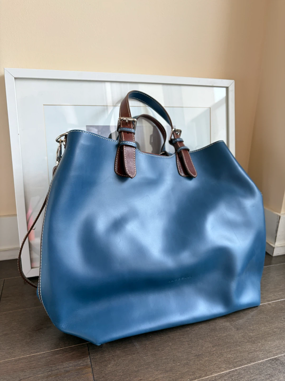 Nardelli Blue Leather Tote Bag