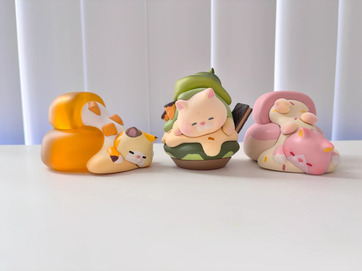 Set of 3: Kawaii Cat Figurines