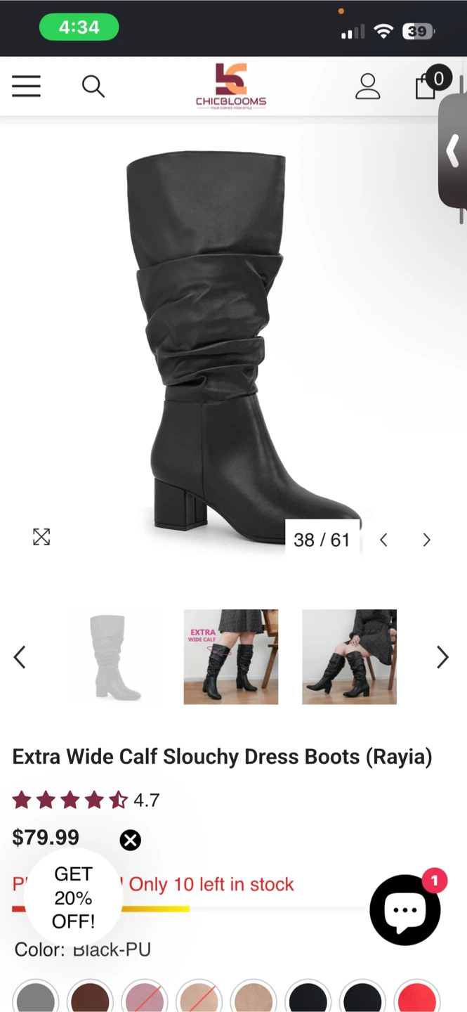 ChicBlooms Black Faux Leather Ruched Knee-High Boots - photo 5