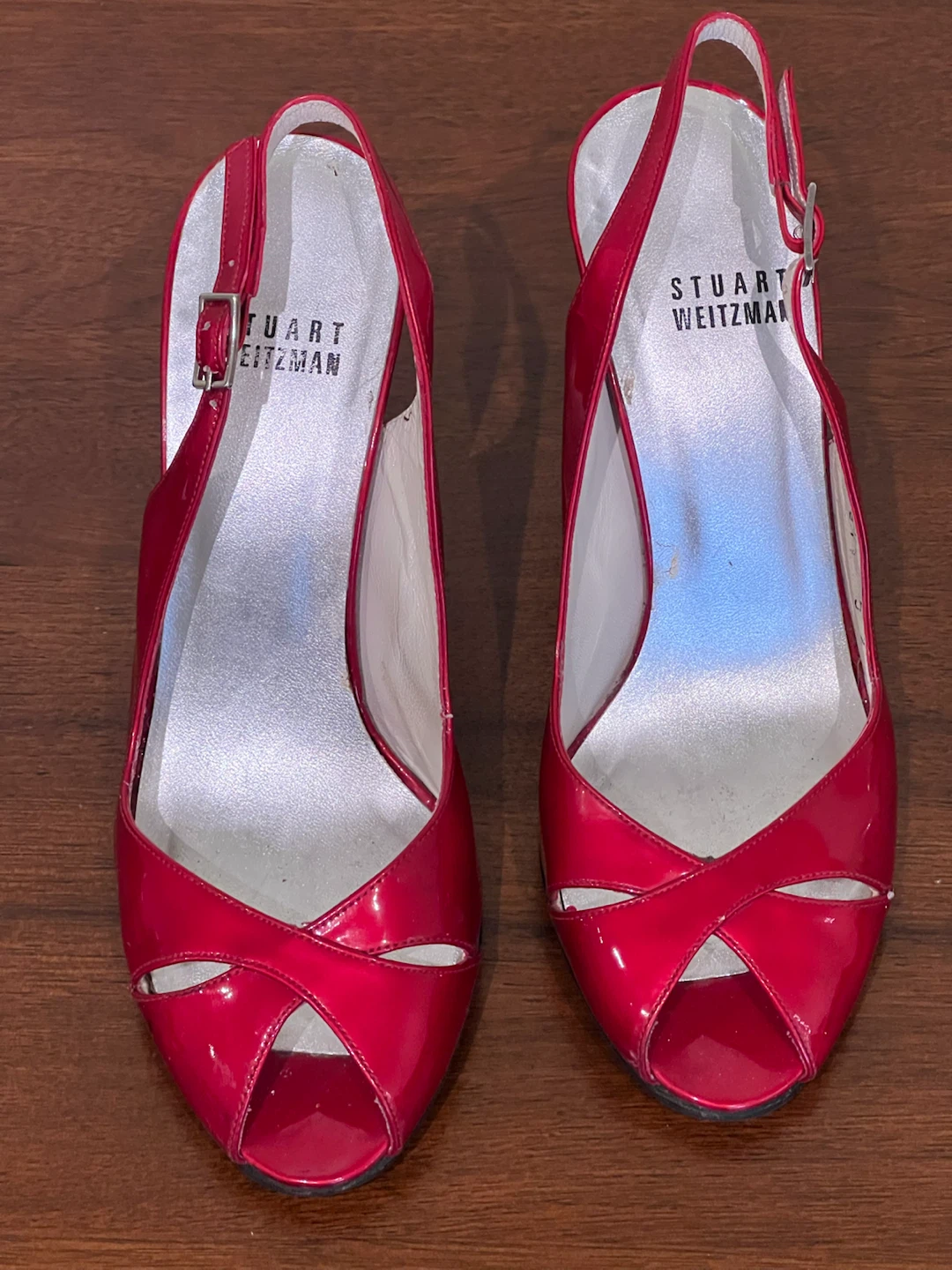 Stuart Weitzman Red Patent Slingback Wedge Heels - photo 2