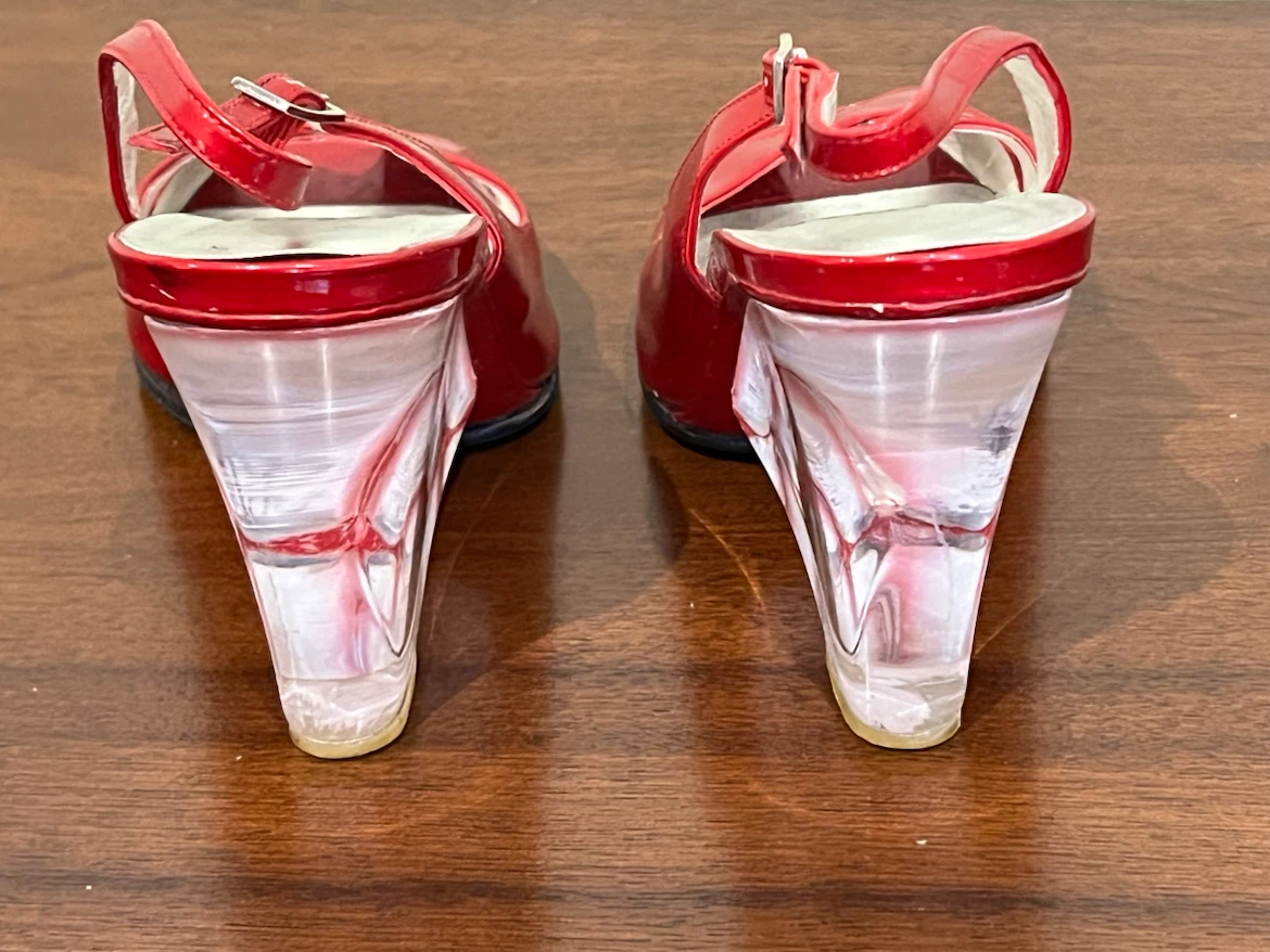 Stuart Weitzman Red Patent Slingback Wedge Heels - photo 5