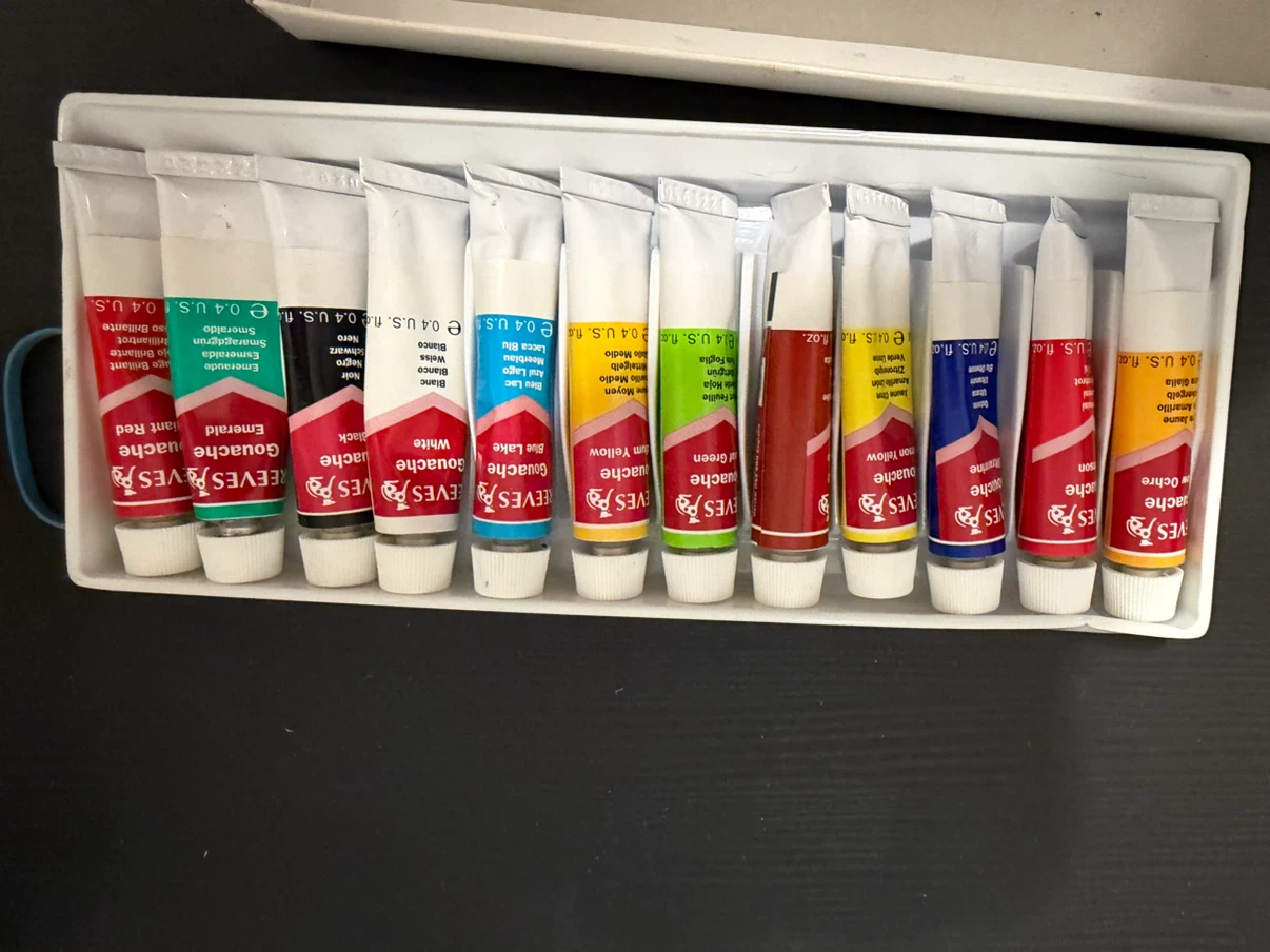 Reeves Gouache Paint Set - 12 Tubes (Lightly Used)