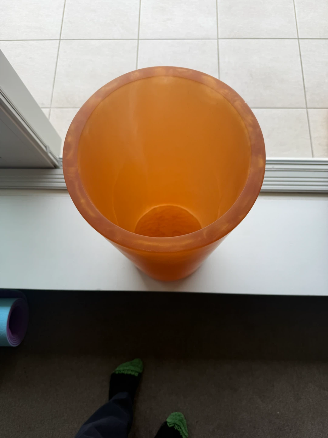 Tall Orange Frosted Glass Cylinder Vase - photo 4