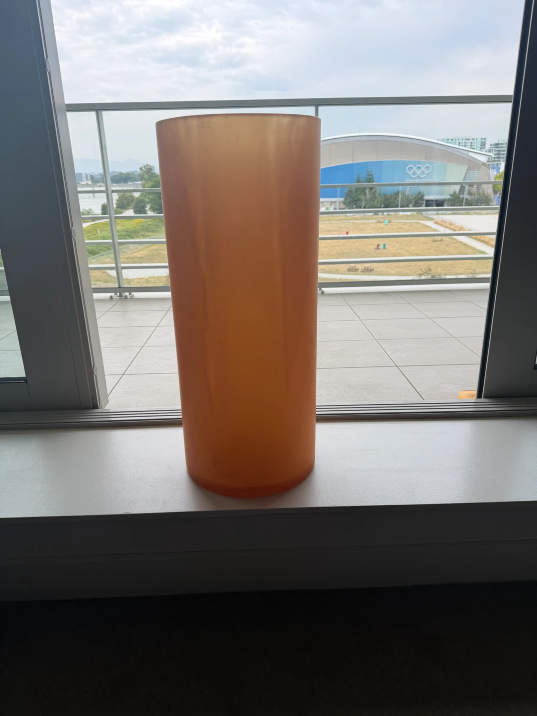 Tall Orange Frosted Glass Cylinder Vase - photo 5