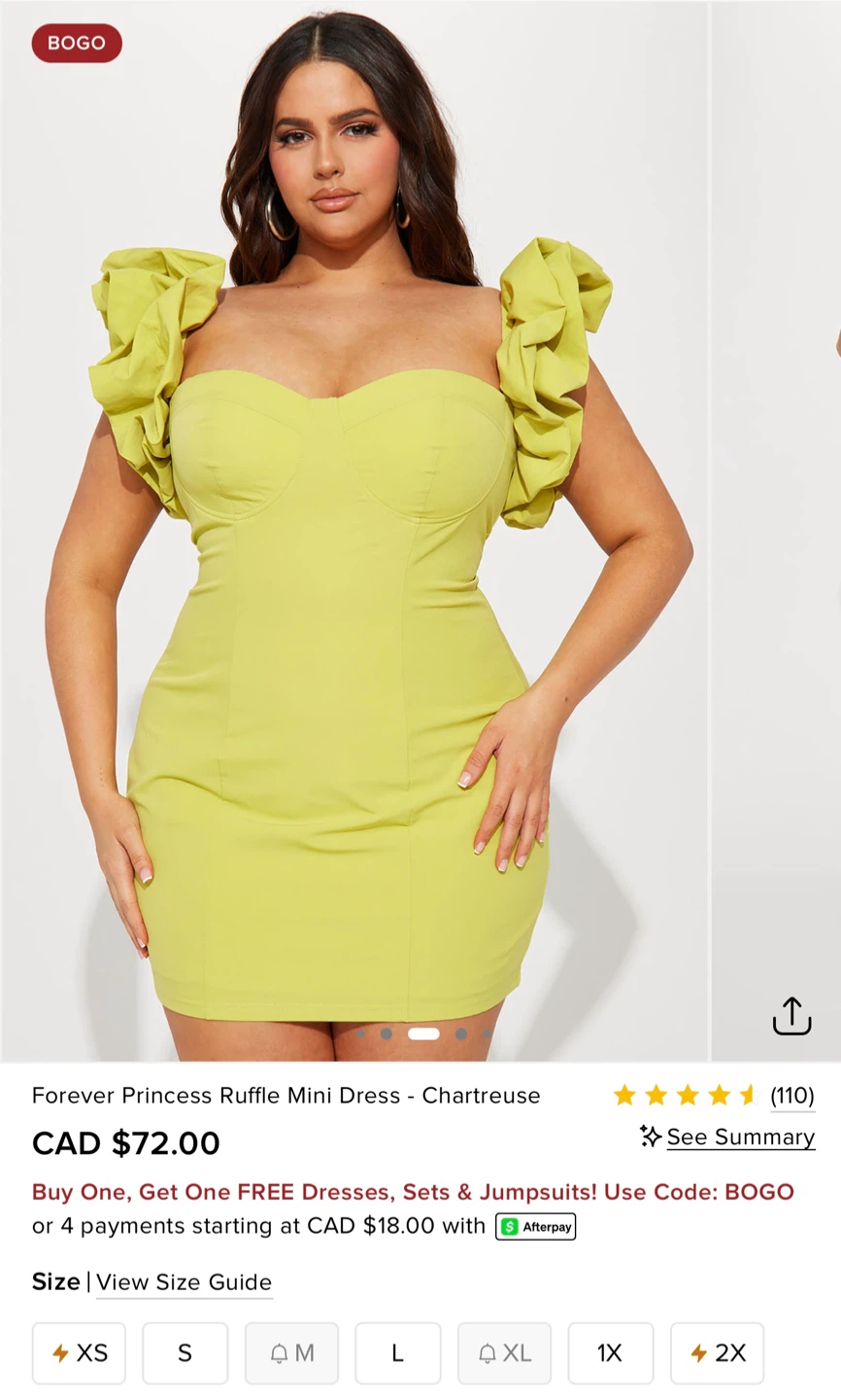 Fashion Nova Princess Ruffle Mini Dress - Chartreuse - photo 2
