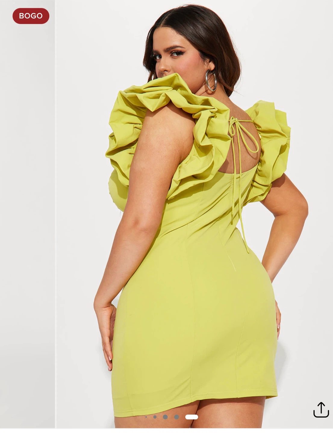 Fashion Nova Princess Ruffle Mini Dress - Chartreuse - photo 3