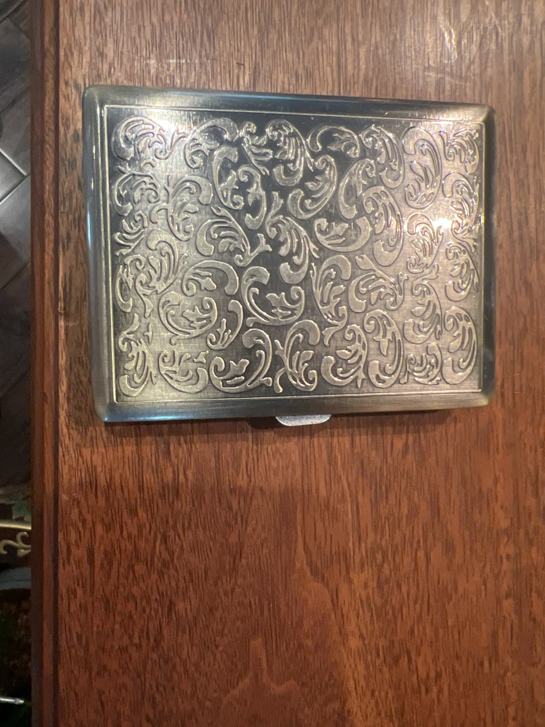 Ornate Metal Cigarette Case Holder - photo 3