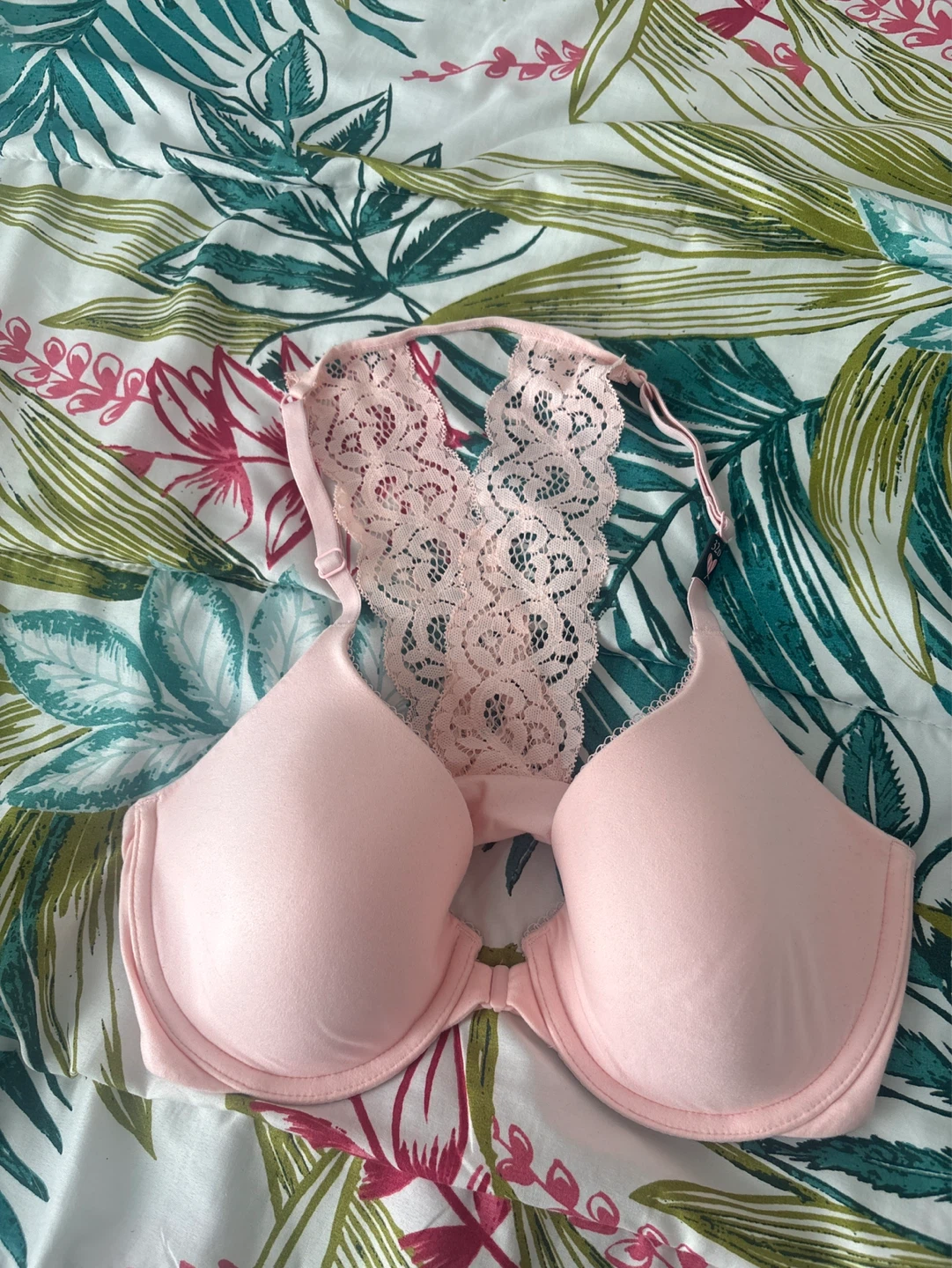 Pink Lace Back Bra