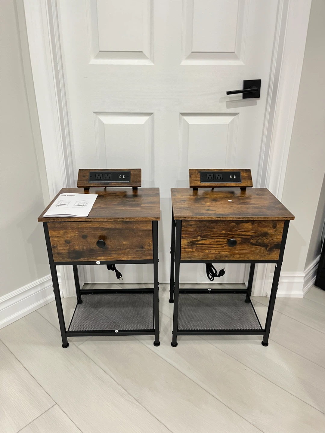 Set of Small Bedside Tables w/ Charging Station!