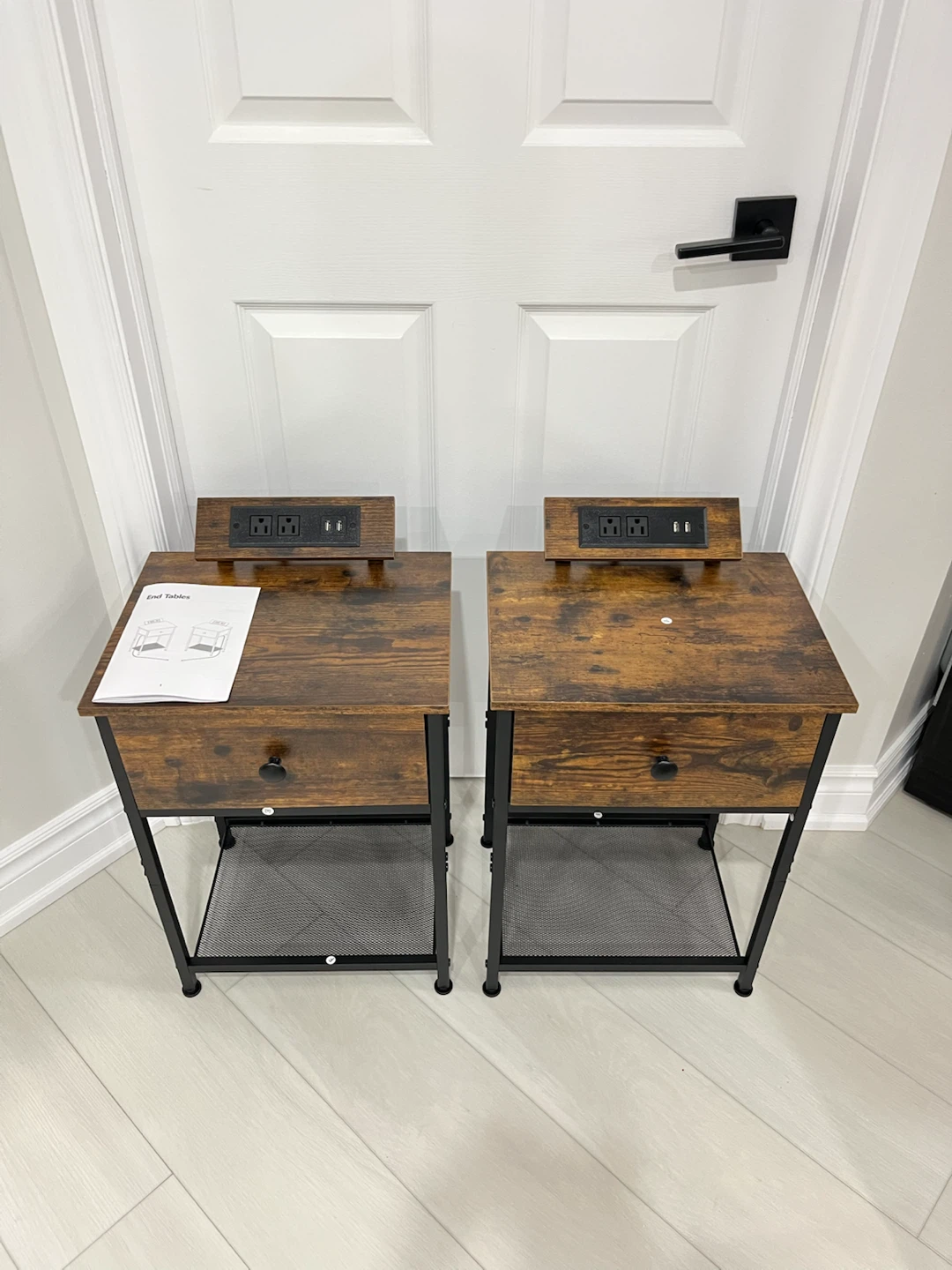 Set of Small Bedside Tables w/ Charging Station! - photo 2