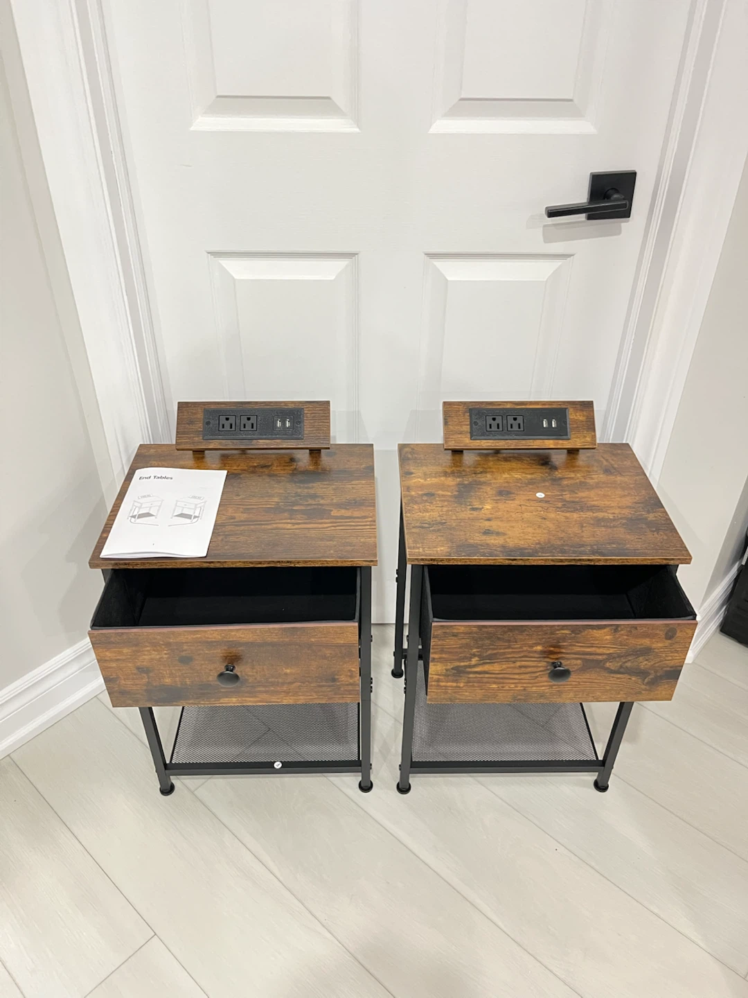 Set of Small Bedside Tables w/ Charging Station! - photo 3