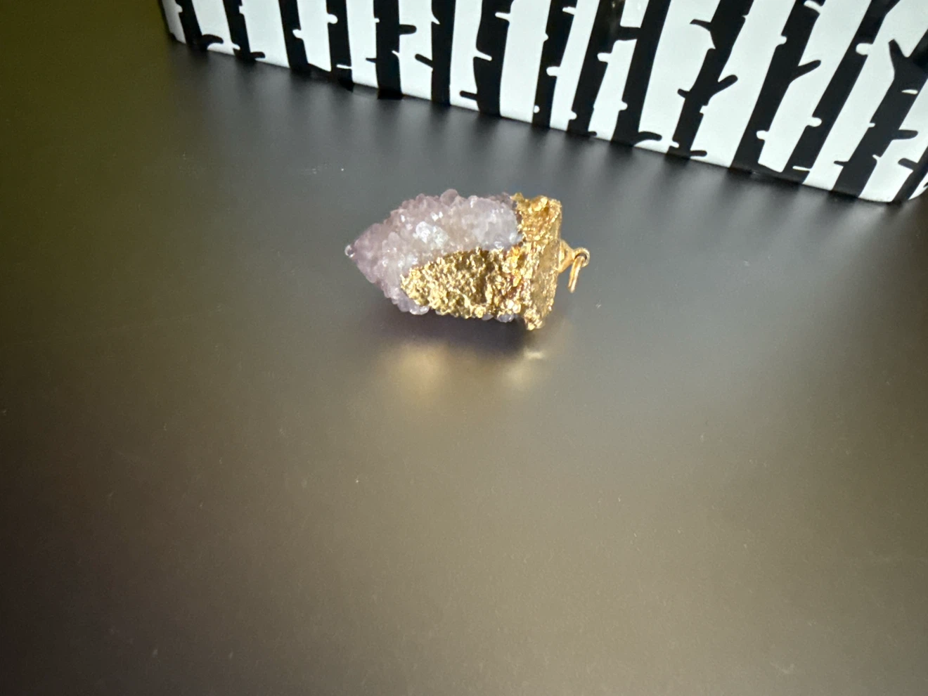 Amethyst Geode Pendant with Gold detailing