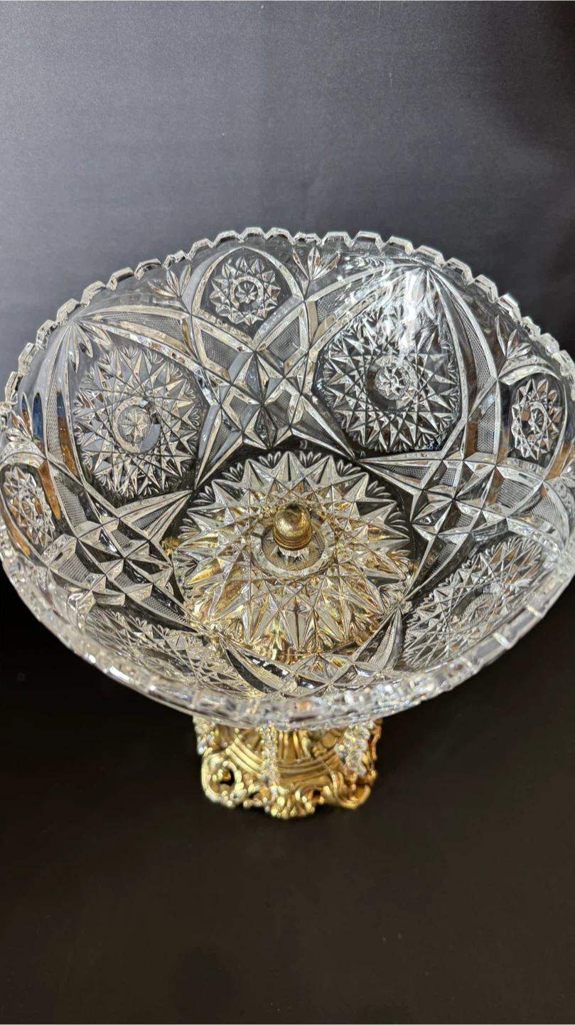 Crystal and Brass Pedestal Fruit Bowl with Dangles - photo 2