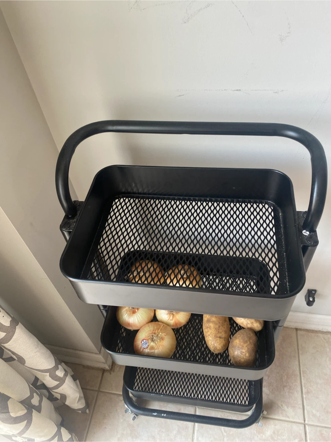 Black 3-Tier Rolling Storage Cart