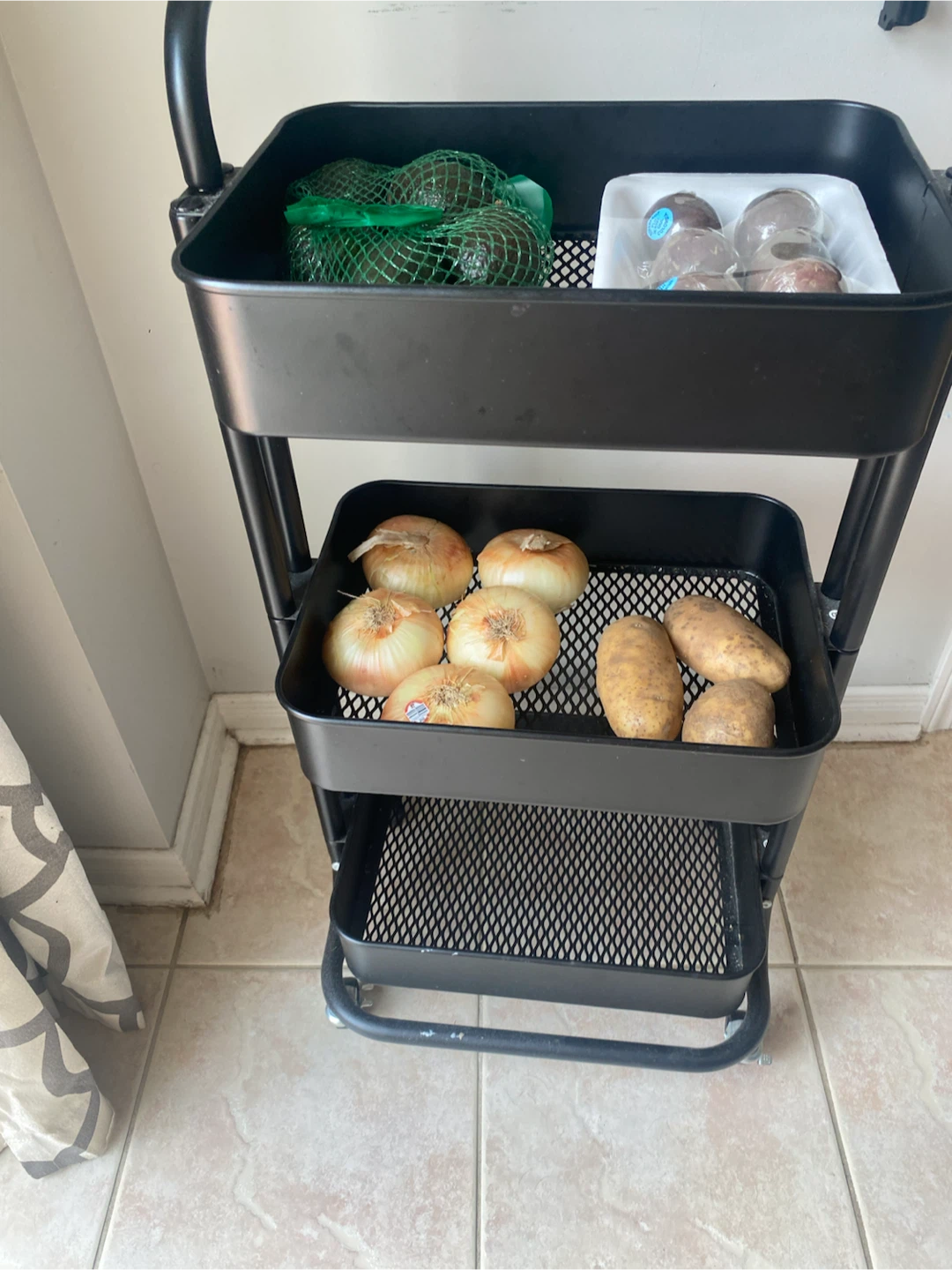 Black 3-Tier Rolling Storage Cart - photo 2