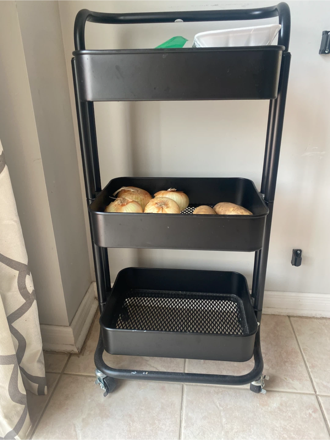 Black 3-Tier Rolling Storage Cart - photo 3