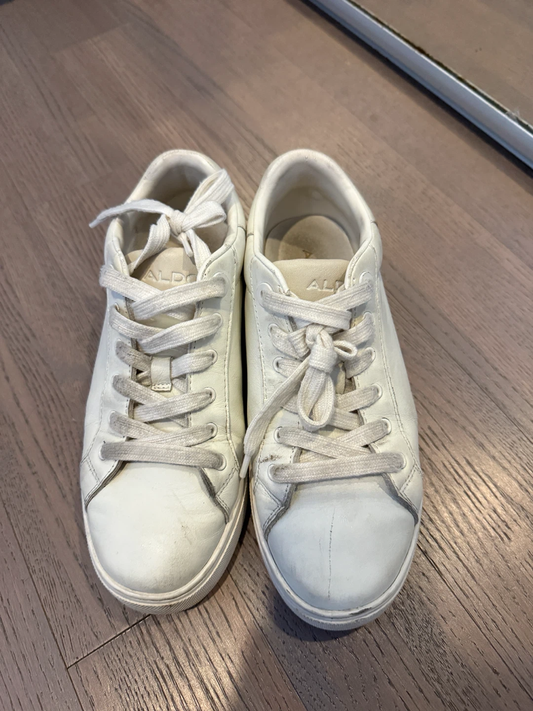 ALDO White Leather Sneakers 6.5