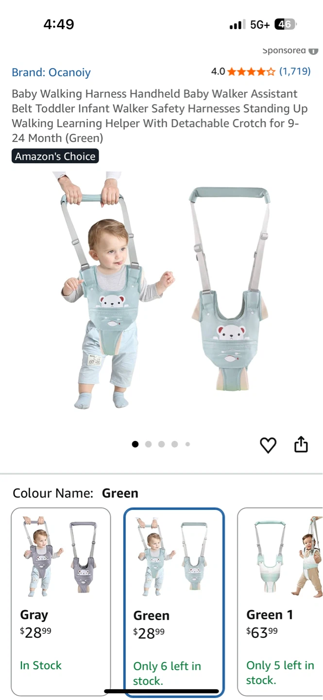 Ocanoiy Baby Walking Harness Assistant - Green