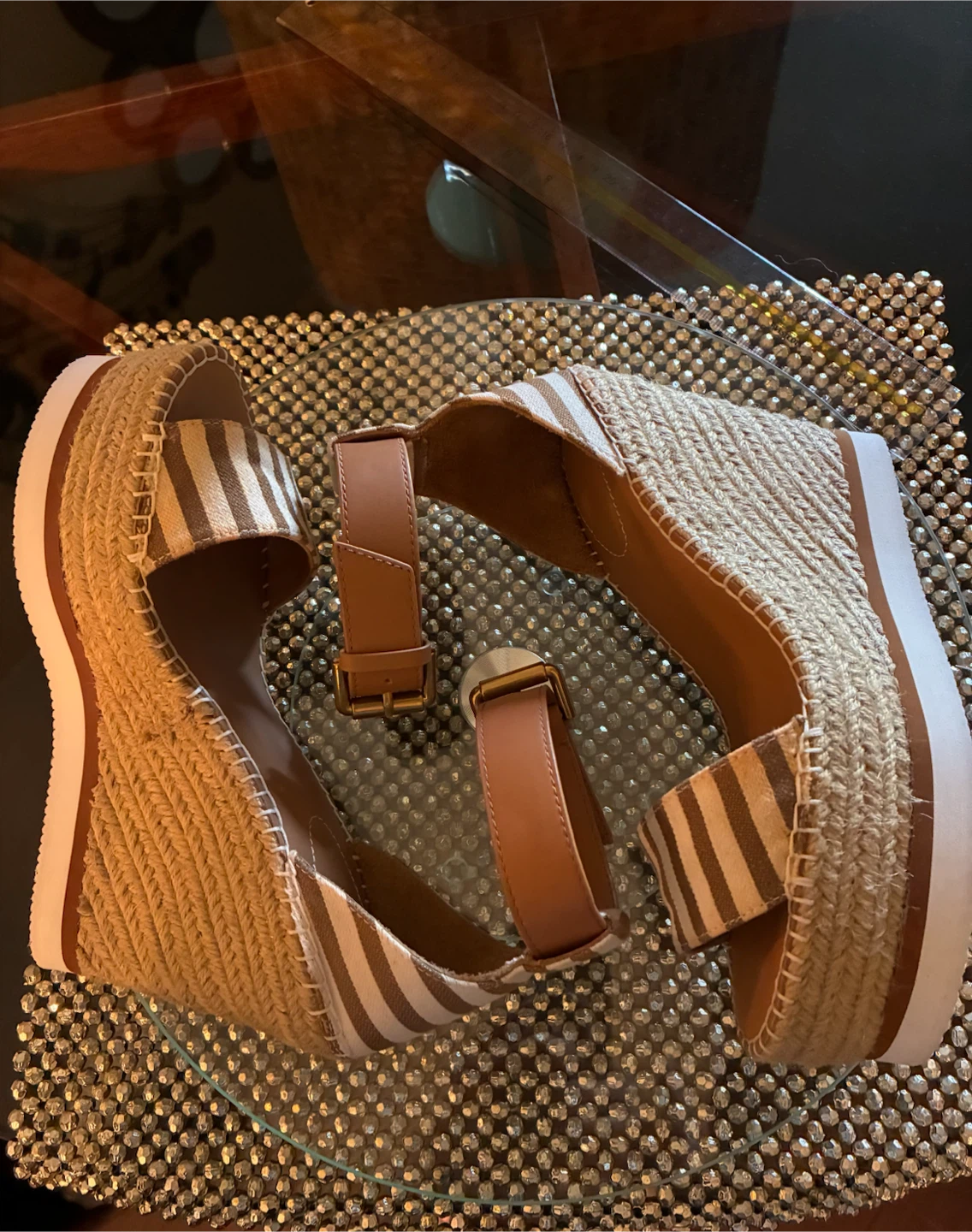 *PRICE DROP* Striped Espadrille Wedge Sandals Size 8