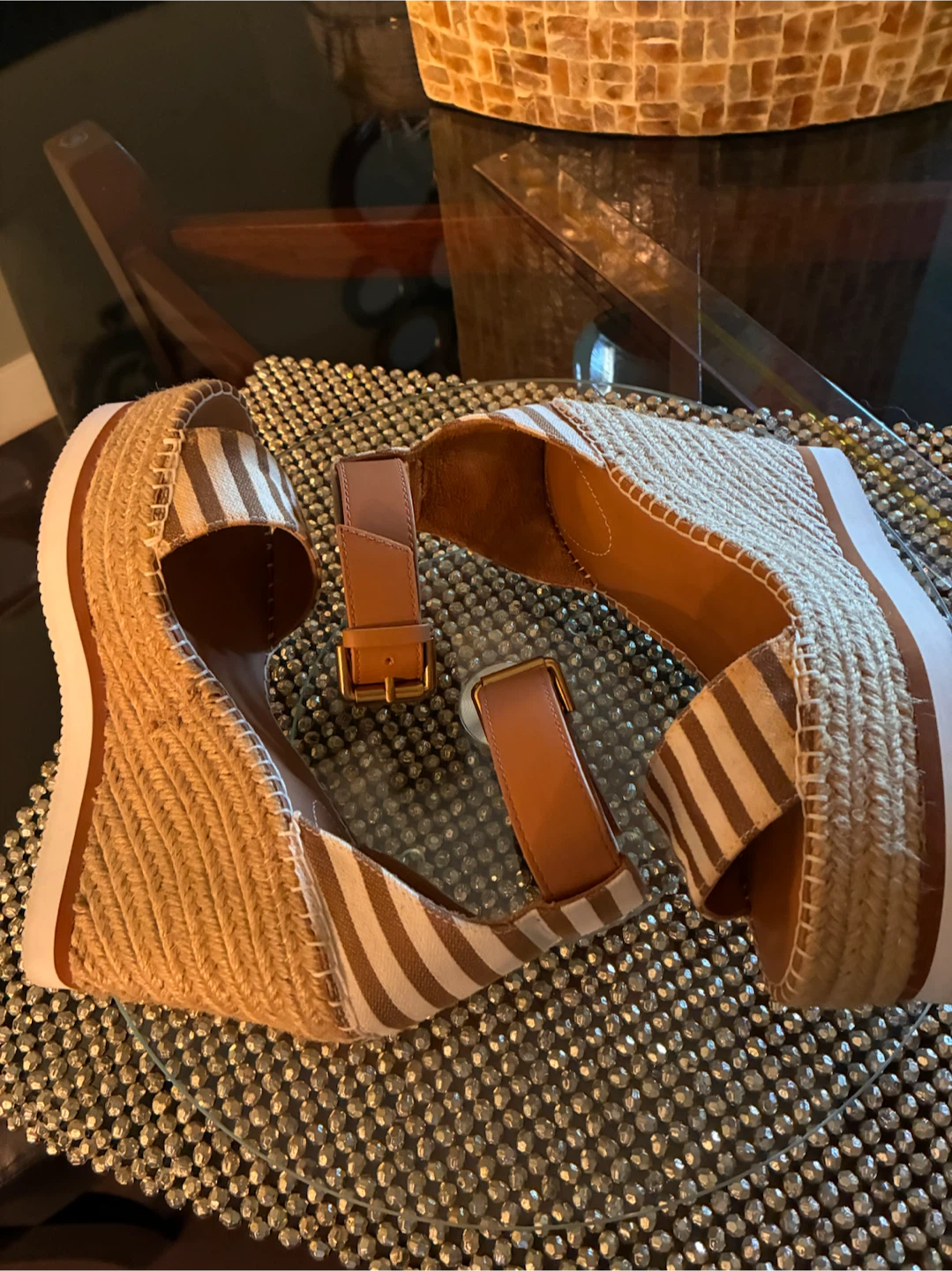 *PRICE DROP* Striped Espadrille Wedge Sandals Size 8 - photo 3