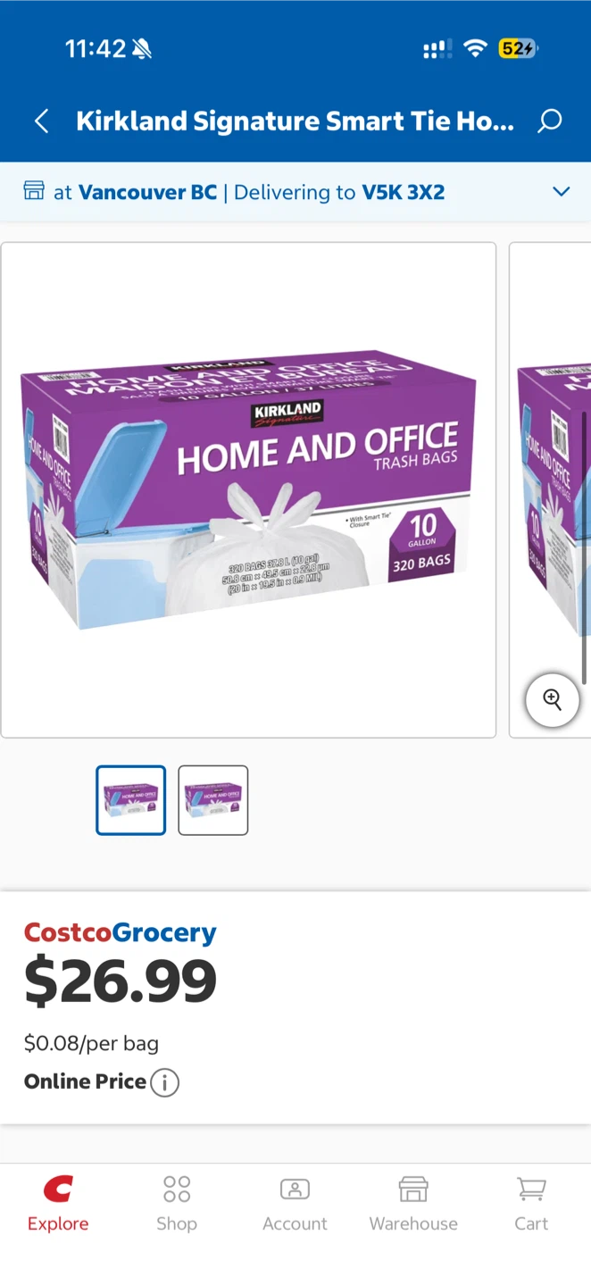 Kirkland Signature Home and Office Trash Bags - 160 bags