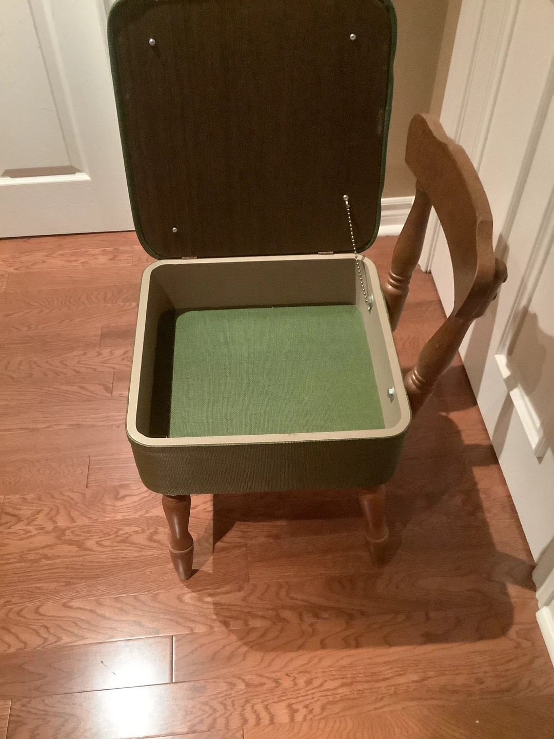 Vintage Storage Sewing Chair with Backrest - photo 3