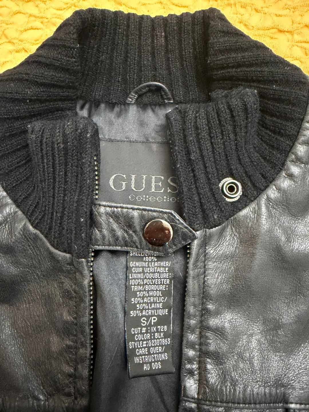 Guess Collection Black Leather Bomber Jacket - photo 2