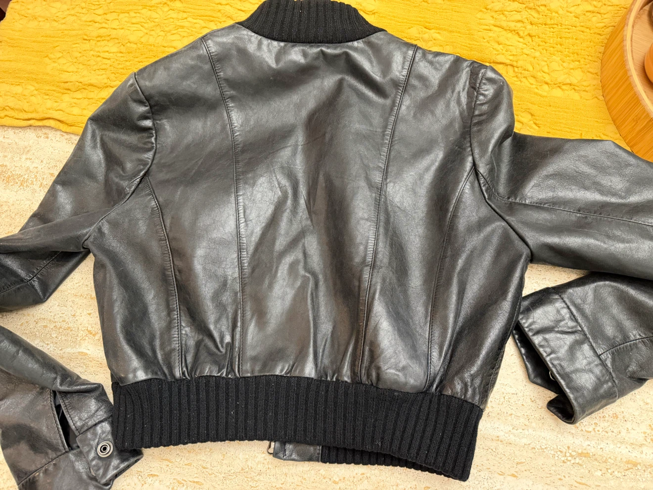 Guess Collection Black Leather Bomber Jacket - photo 4