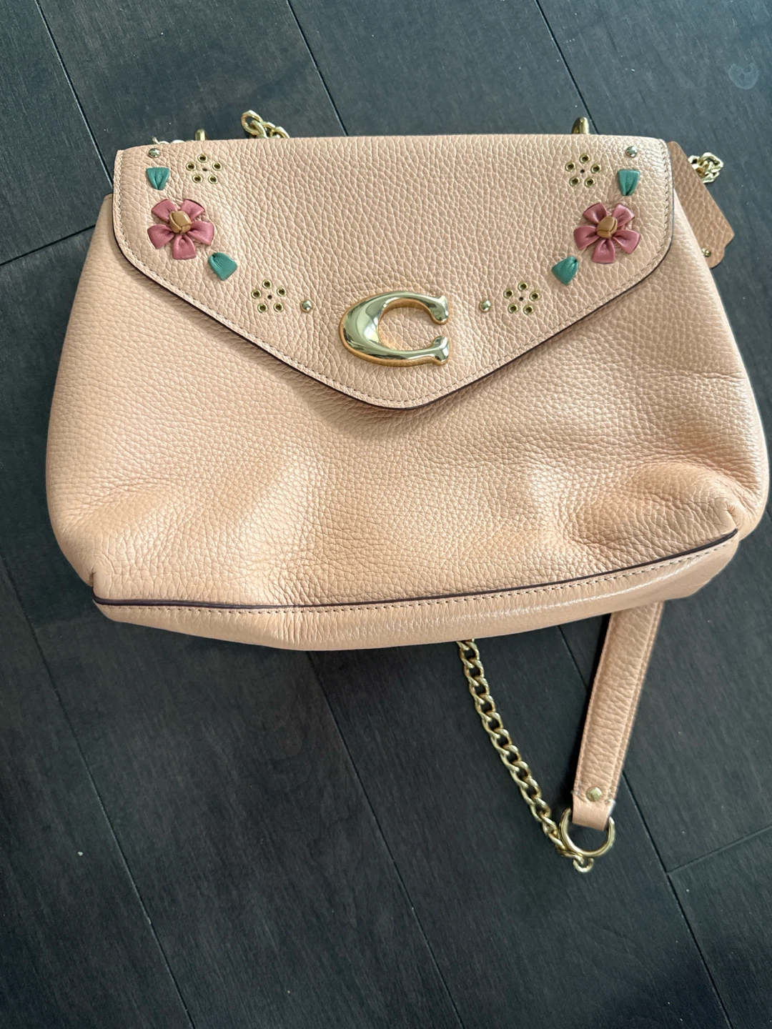 Coach Leather Floral Shoulder Bag