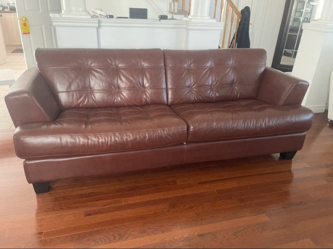 Brown Leather Tufted Sofa Cindy Crawford 2 and 3 seater