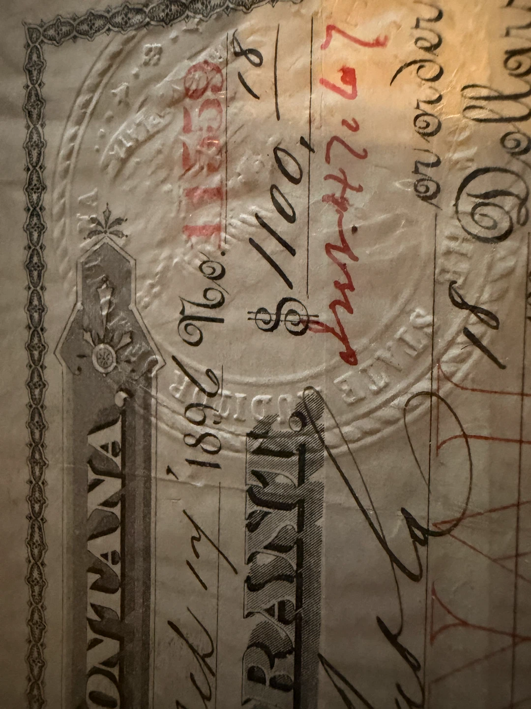 State of Montana State Warrant - $1100 - 1896 - photo 4