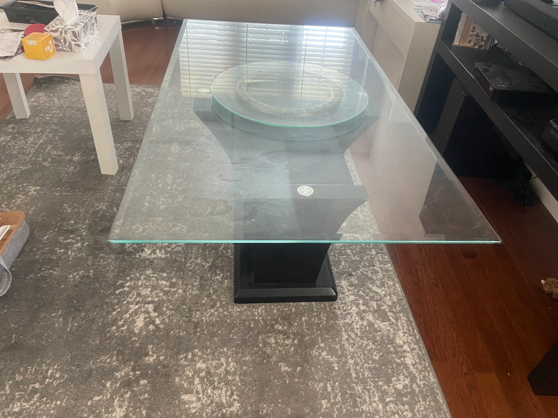 Glass Coffee Table with Swivel Tray