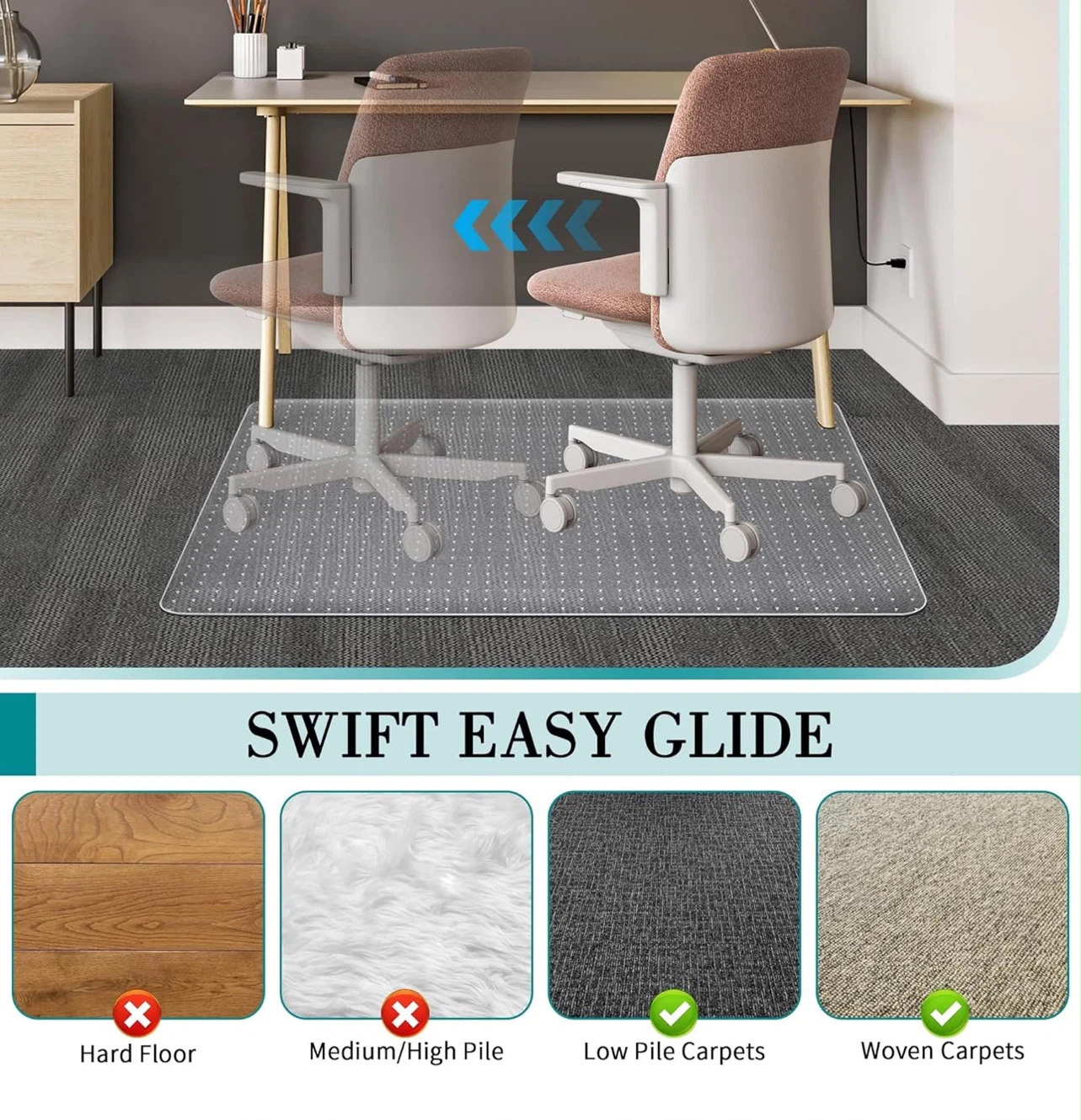 Clear Office Chair Mat for Carpet or Hardwood - photo 2