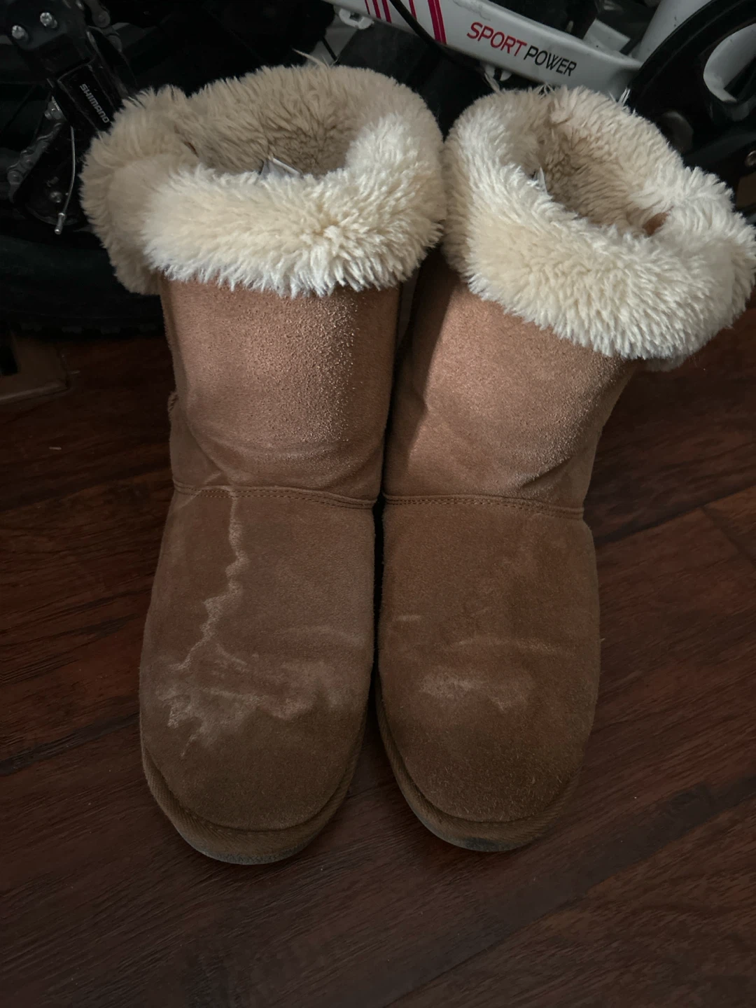 Brown Suede Boots with Faux Fur Trim