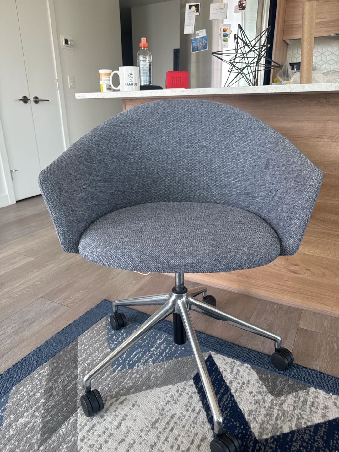 Set of 2 Grey Swivel Office Chairs