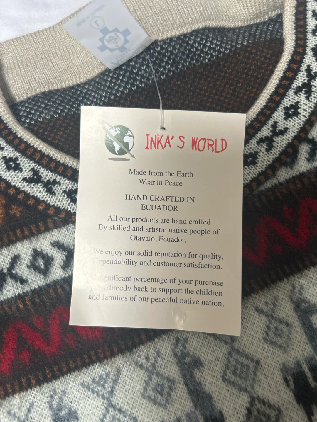 Inka's World Hand Crafted Sweater - Size L - photo 3