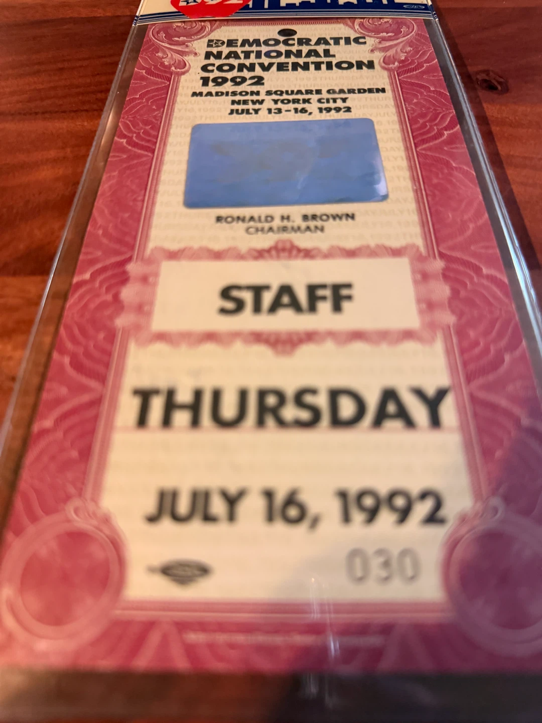 1992 Democratic National Convention Staff Badge - photo 4