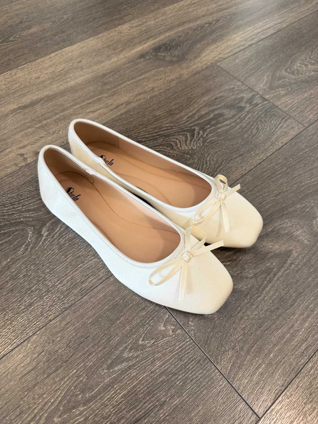 White Ballet Flats with Bow Detail