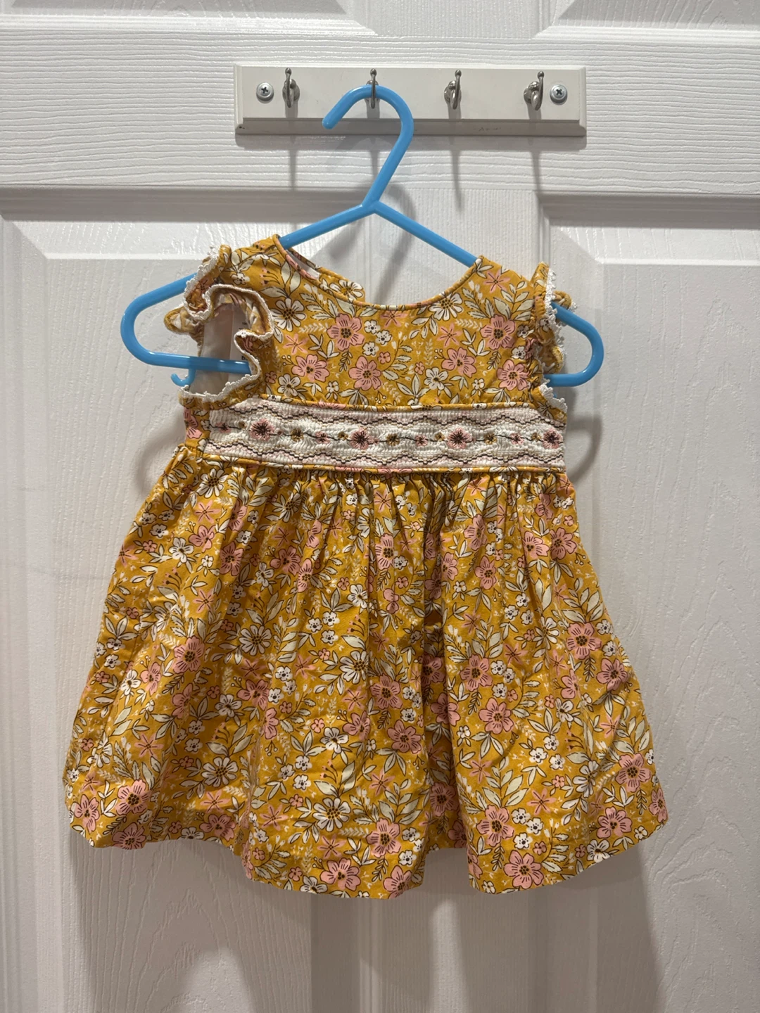 Girls Yellow Floral Smocked Dress