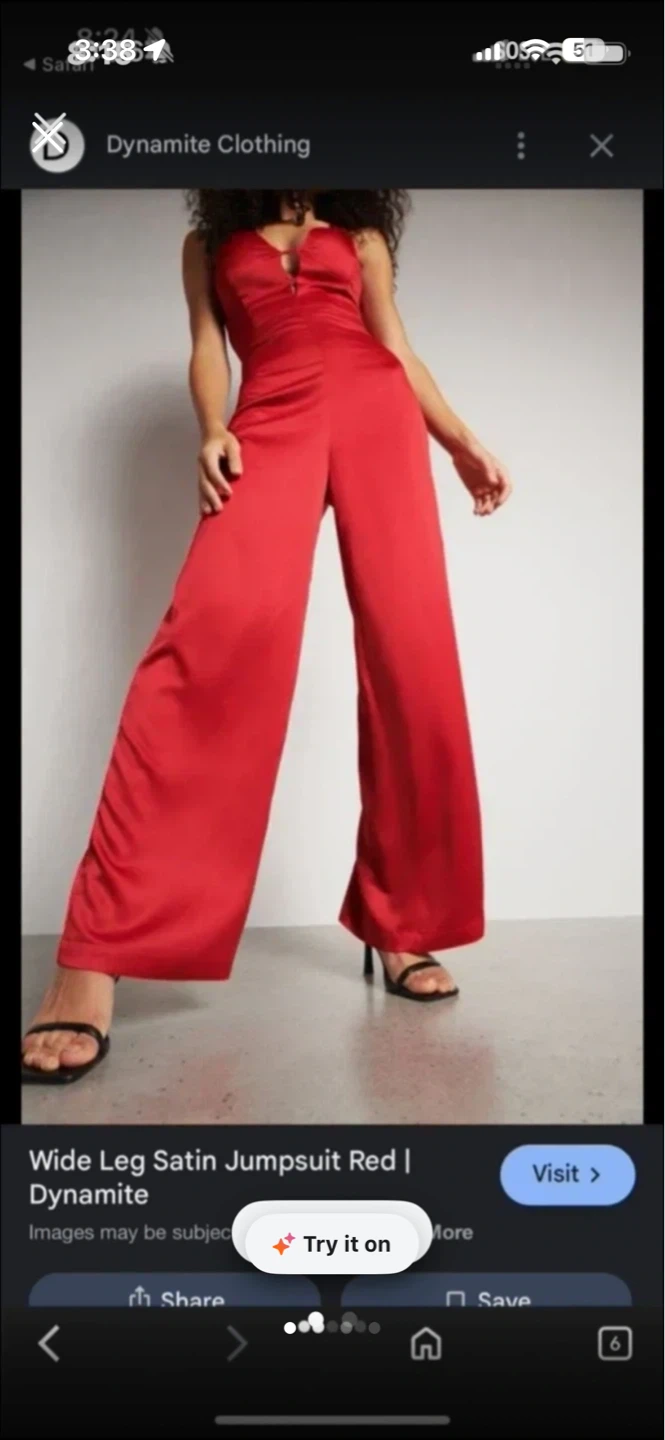 Dynamite Clothing Red Wide Leg Satin Jumpsuit