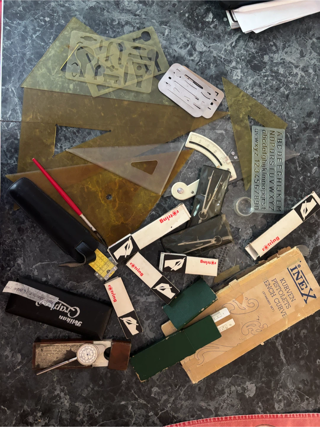Vintage Lot of Rotring Drafting & Measuring Tools Set