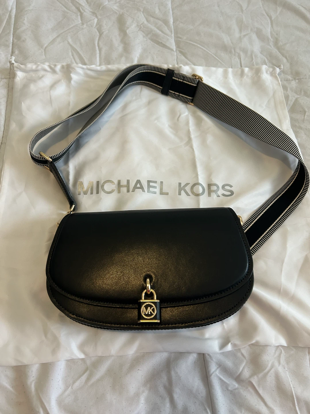 Michael Kors Black Leather Saddle Bag