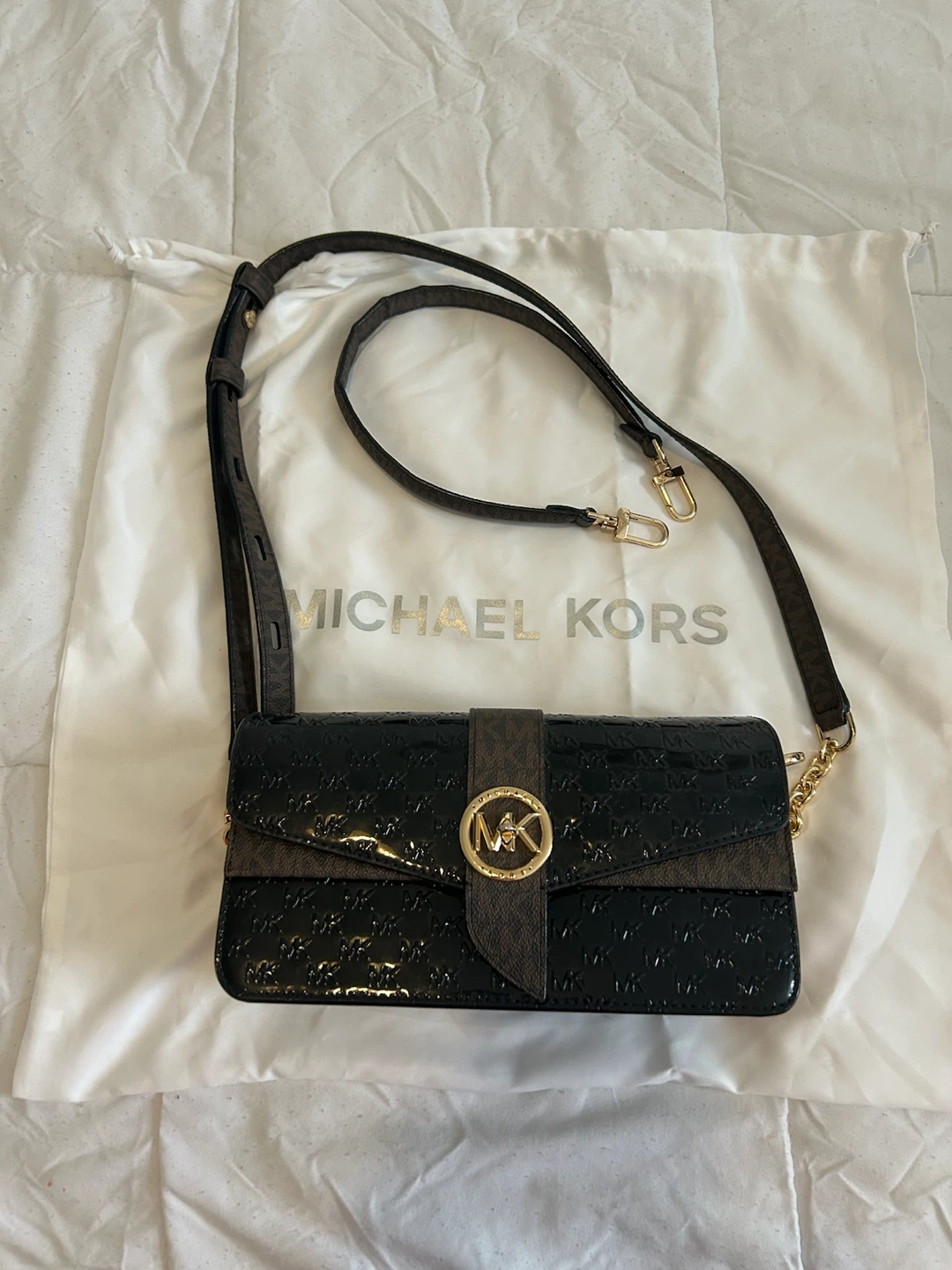 Michael Kors Black Patent Leather Crossbody Bag